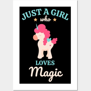 Cute Unicorn Rainbow Lover gift Just a Girl who loves unicorn Posters and Art